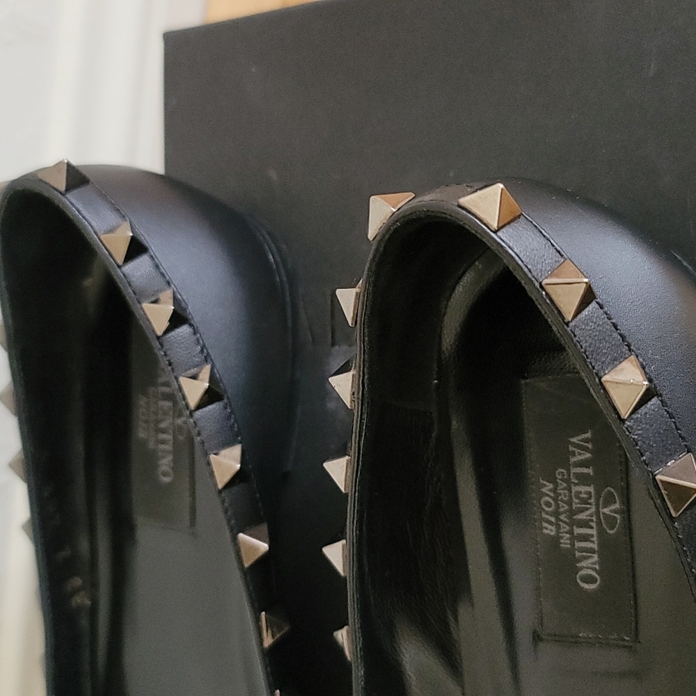 Valentino Noir Rockstud Flats 37.5 - Picture 4 of 8
